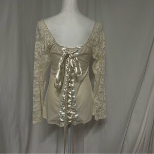 Burleska Briar Cream Lace Long Sleeved Corset Top 1X